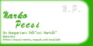 marko pecsi business card
